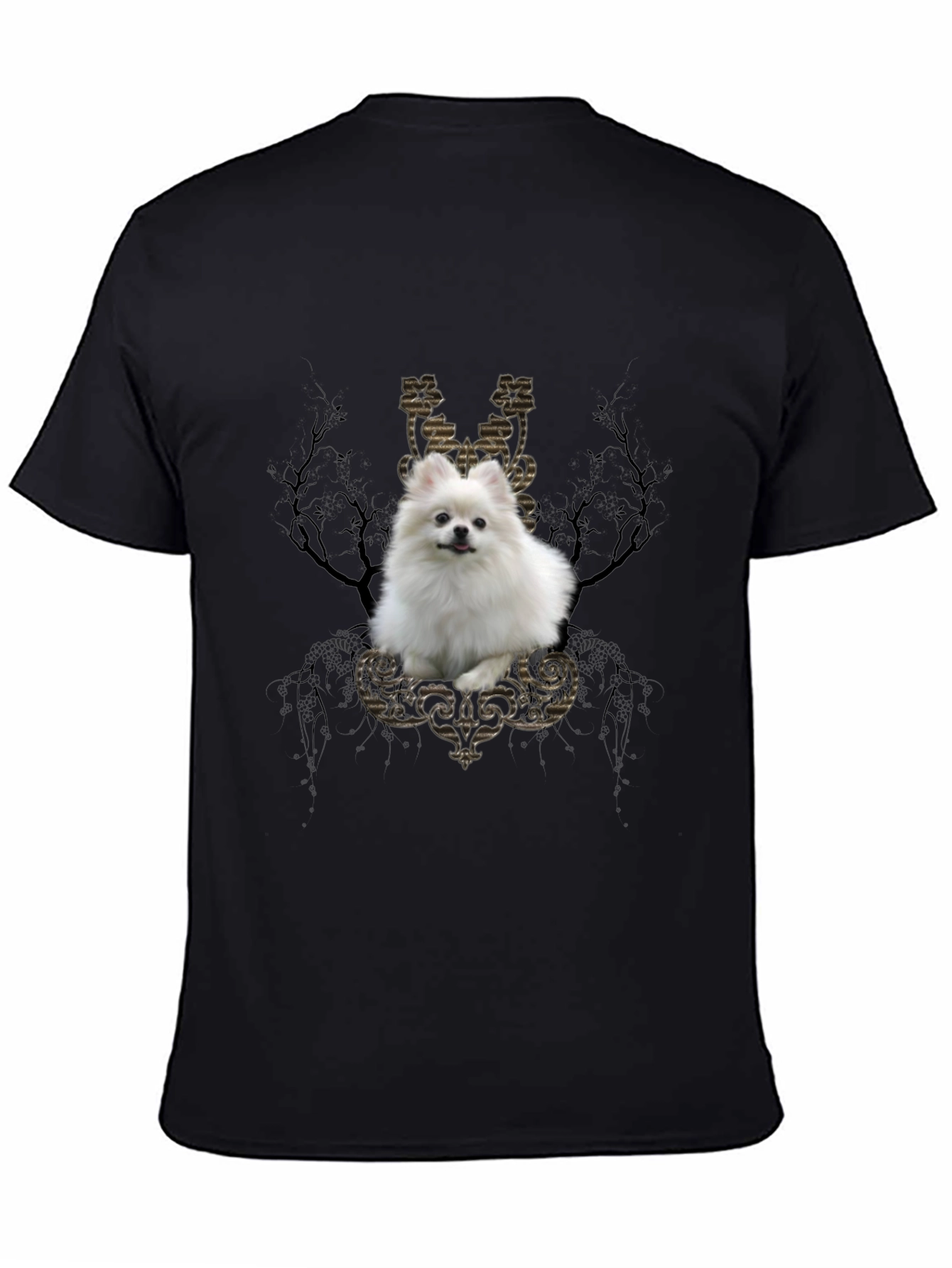 Dog Graphic Tee: Pomeranian in Baroque Frame