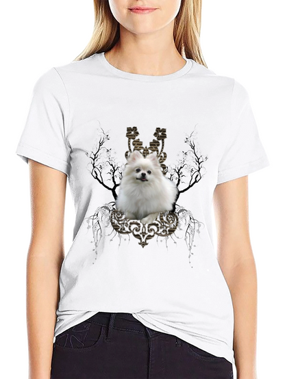 Dog Graphic Tee: Pomeranian in Baroque Frame