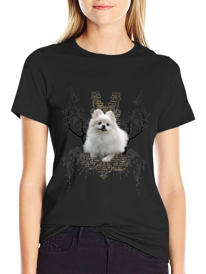 Dog Graphic Tee: Pomeranian in Baroque Frame