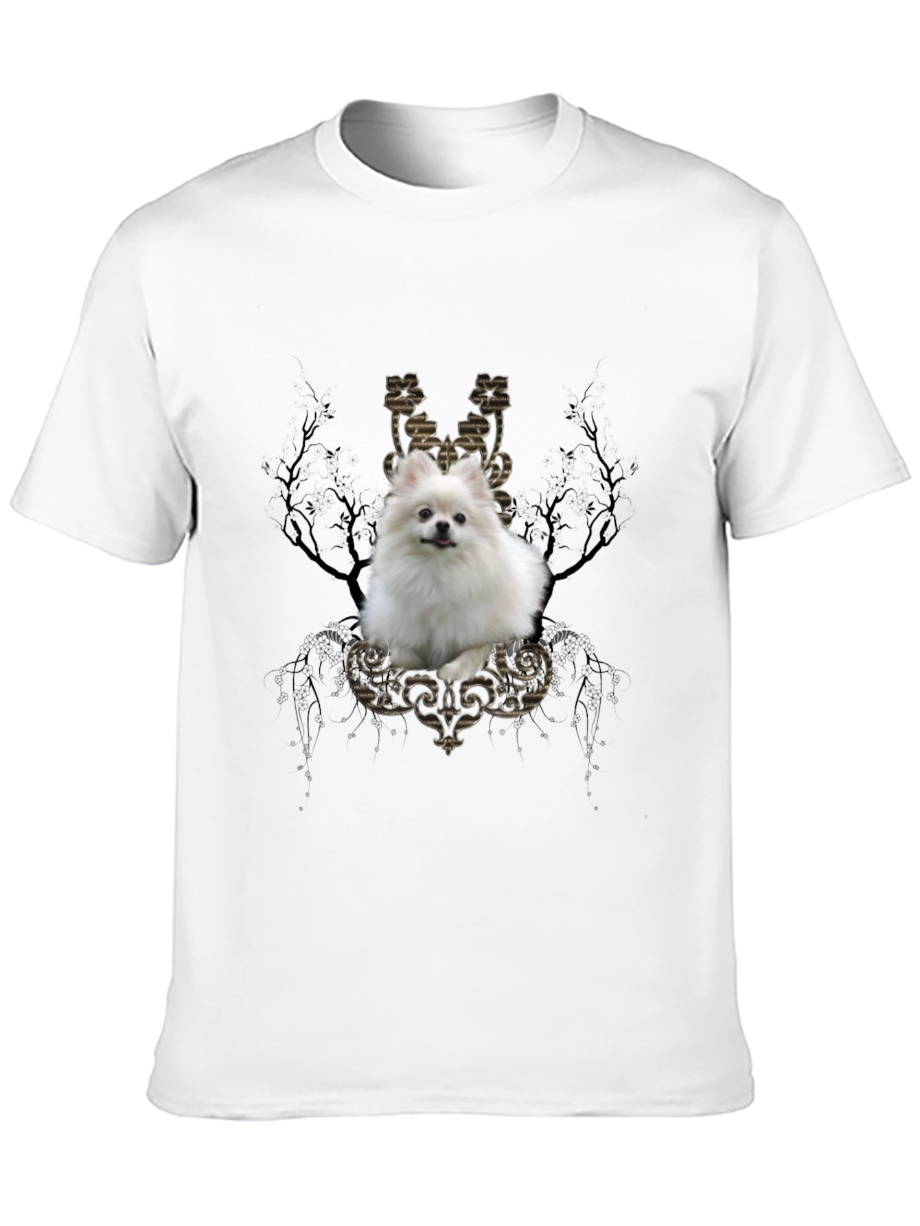 Dog Graphic Tee: Pomeranian in Baroque Frame