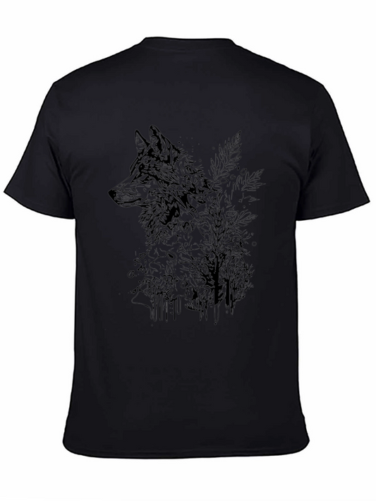 Black Wolf Graphic Print Crew Neck T-Shirt