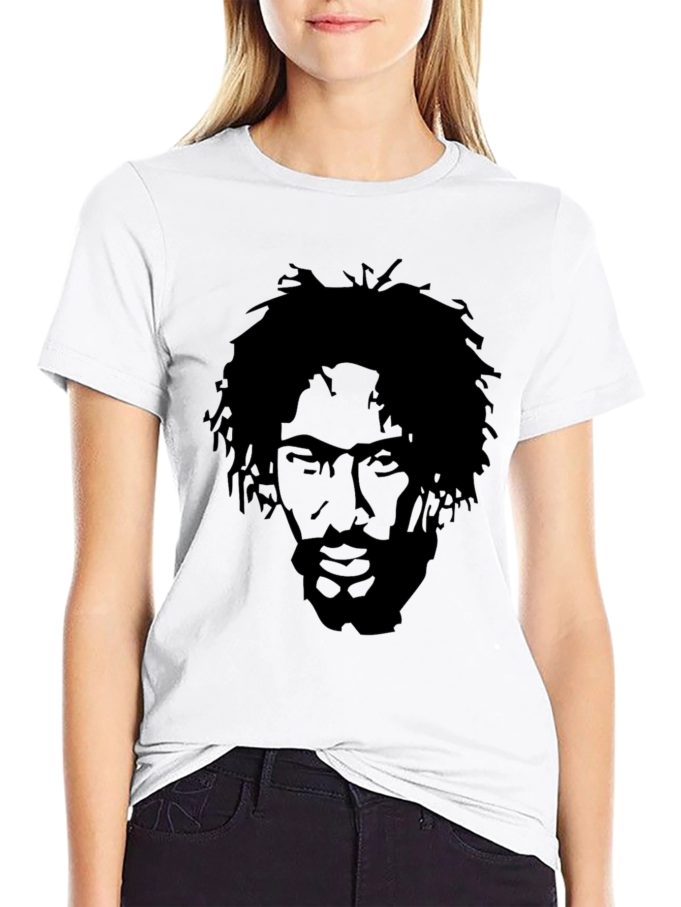 Black Graphic Tee - Silhouette Portrait