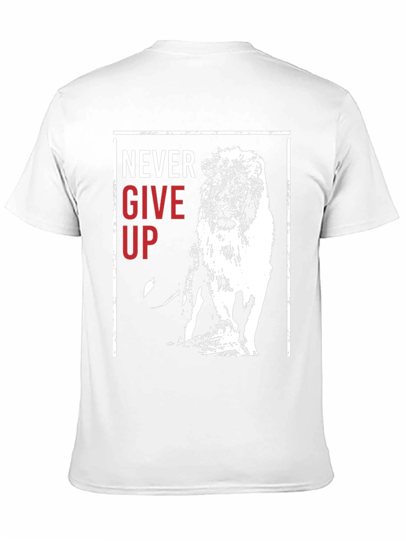 Lion Never Give Up Graphic Print Crew Neck Tee
