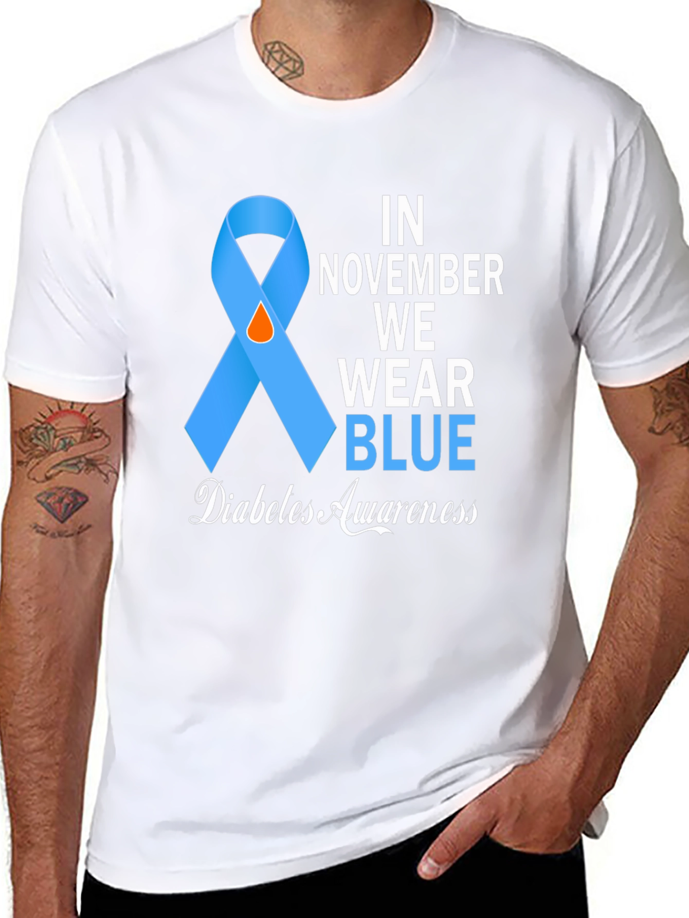 Diabetes Awareness Blue Ribbon T-Shirt