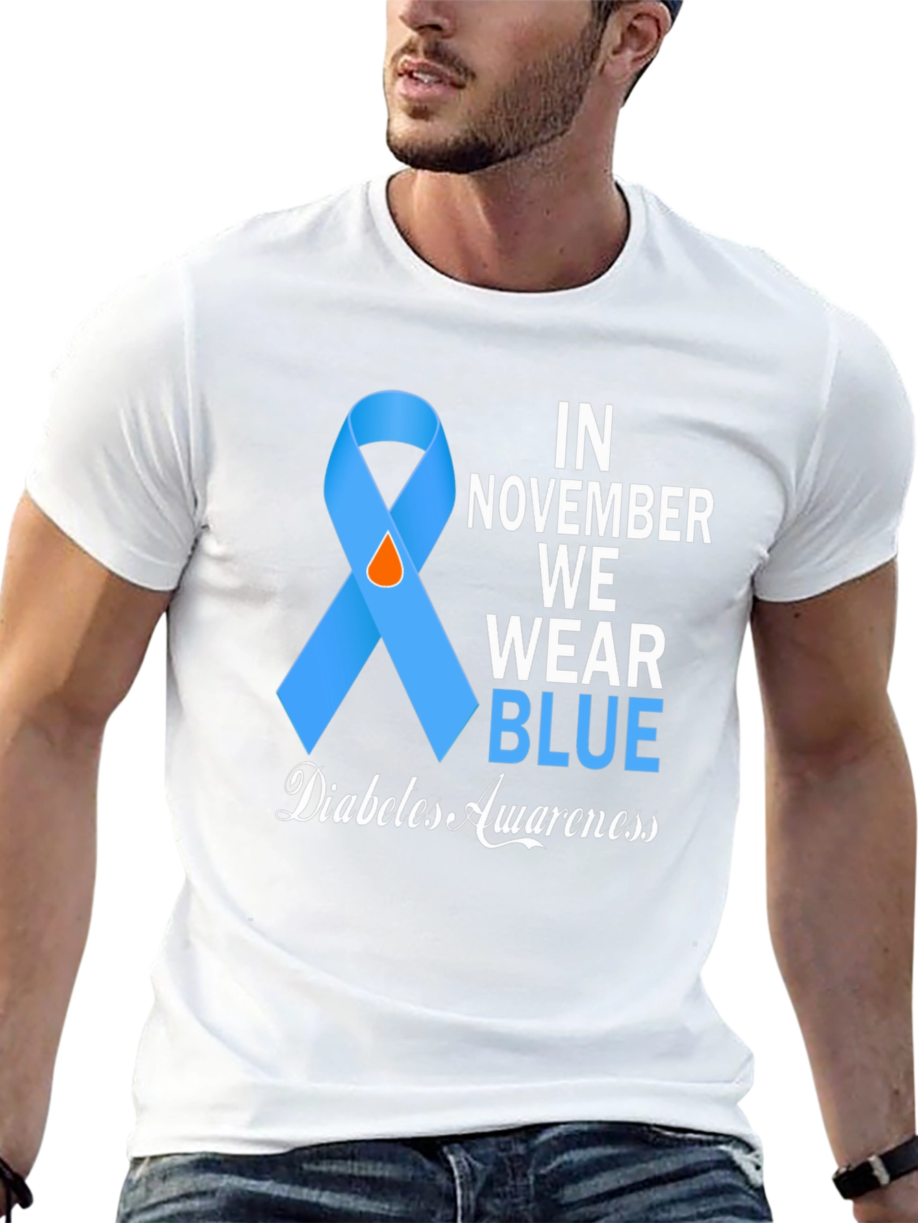 Diabetes Awareness Blue Ribbon T-Shirt