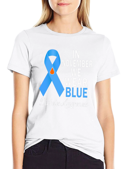 Diabetes Awareness Blue Ribbon T-Shirt