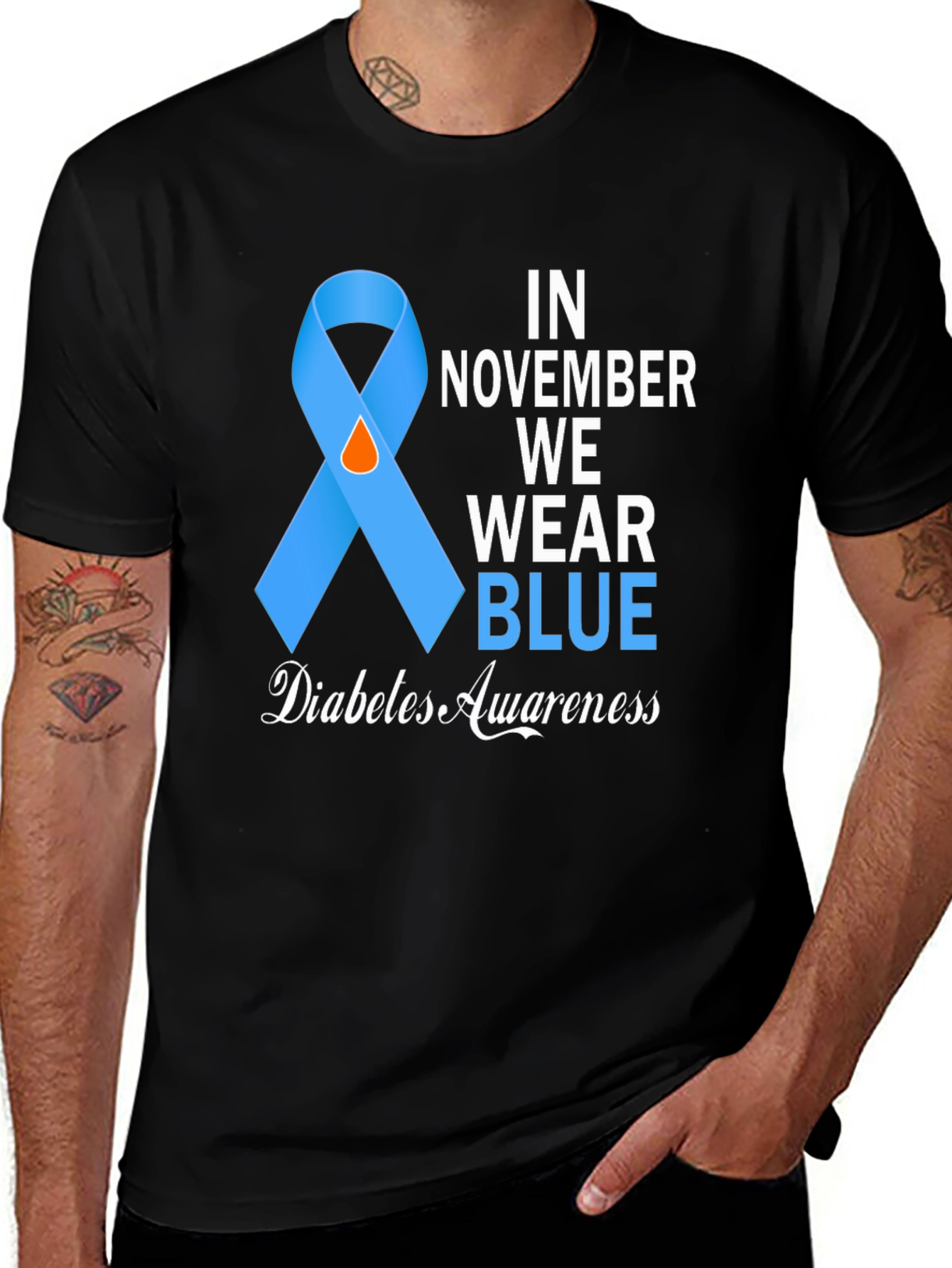 Diabetes Awareness Blue Ribbon T-Shirt