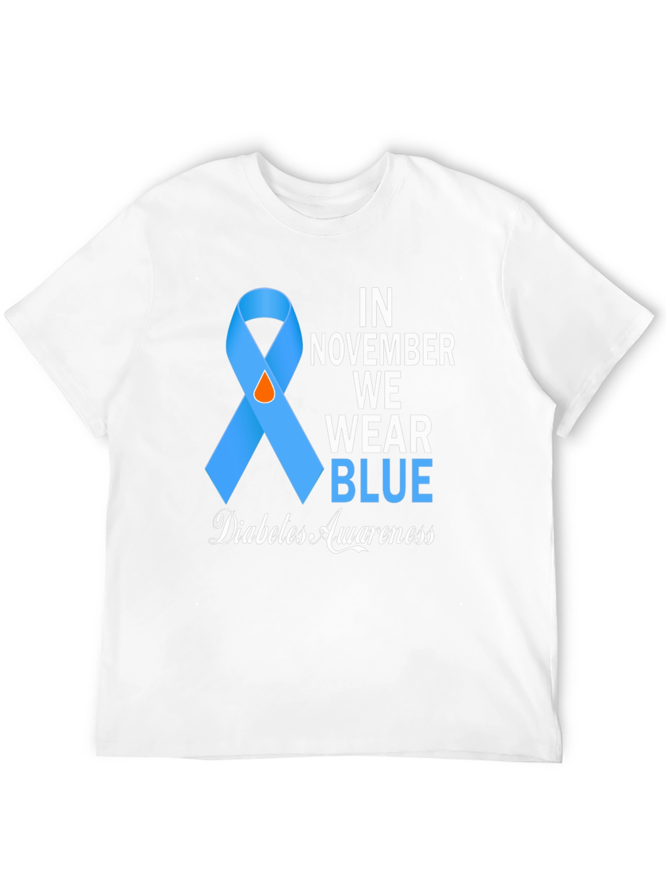 Diabetes Awareness Blue Ribbon T-Shirt