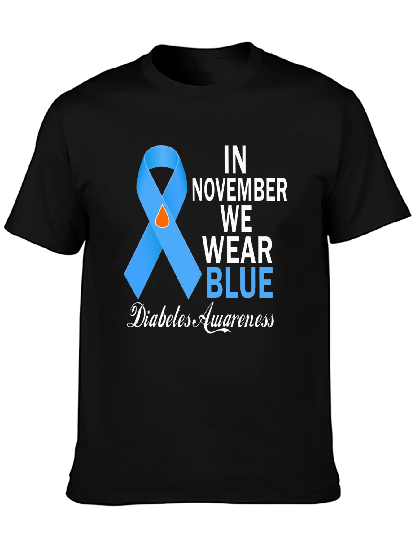 Diabetes Awareness Blue Ribbon T-Shirt