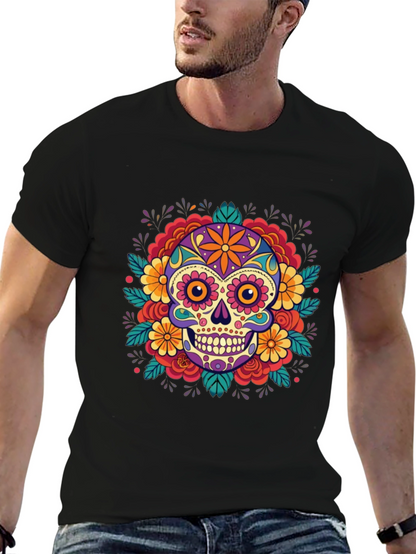 Skull Flower T-Shirt - Dia de los Muertos Style