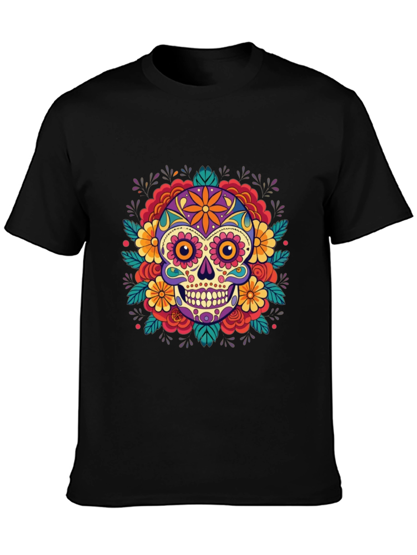 Skull Flower T-Shirt - Dia de los Muertos Style