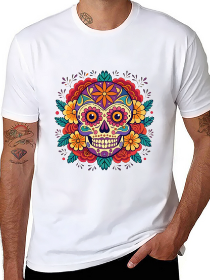 Skull Flower T-Shirt - Dia de los Muertos Style