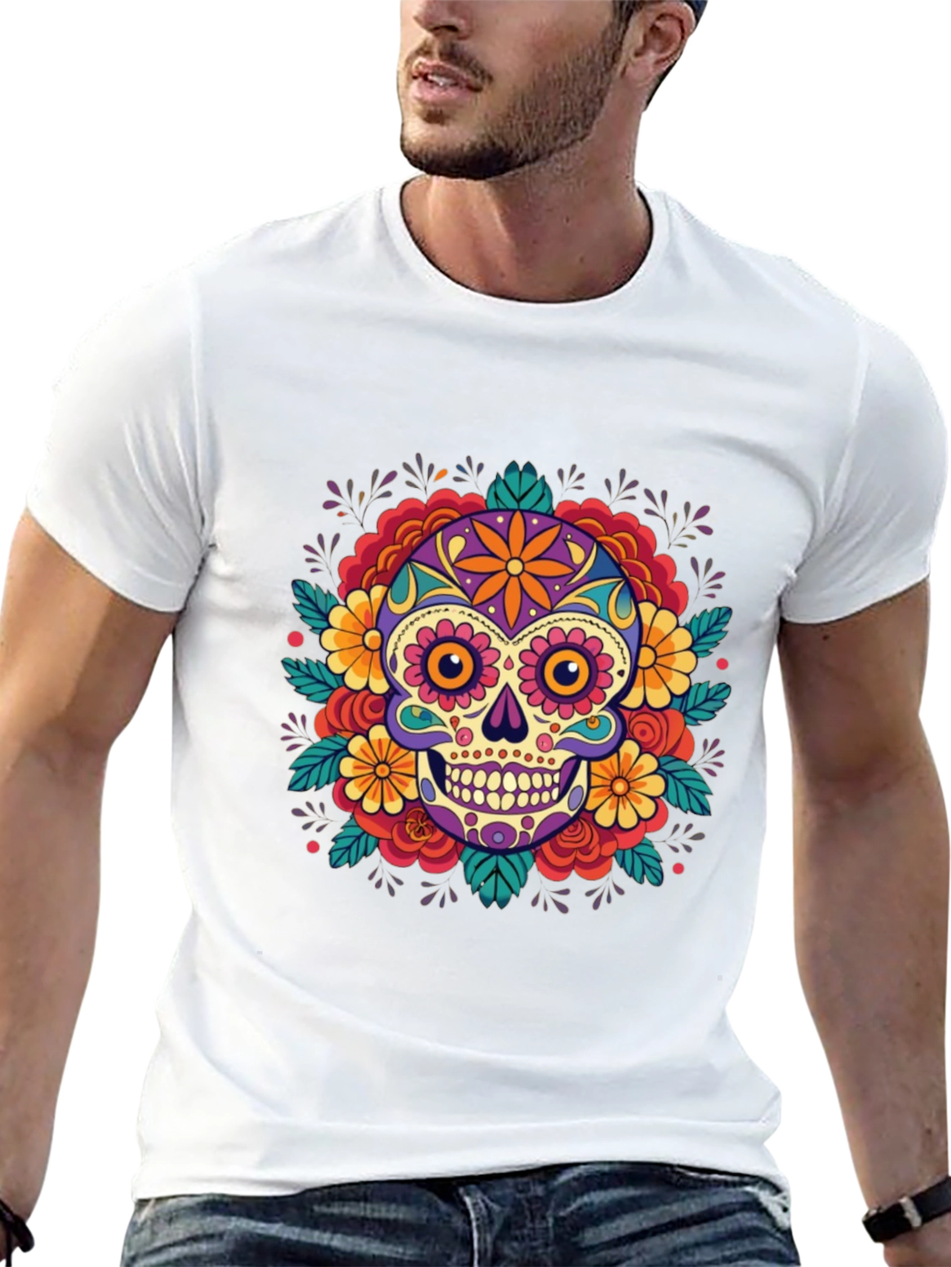 Skull Flower T-Shirt - Dia de los Muertos Style