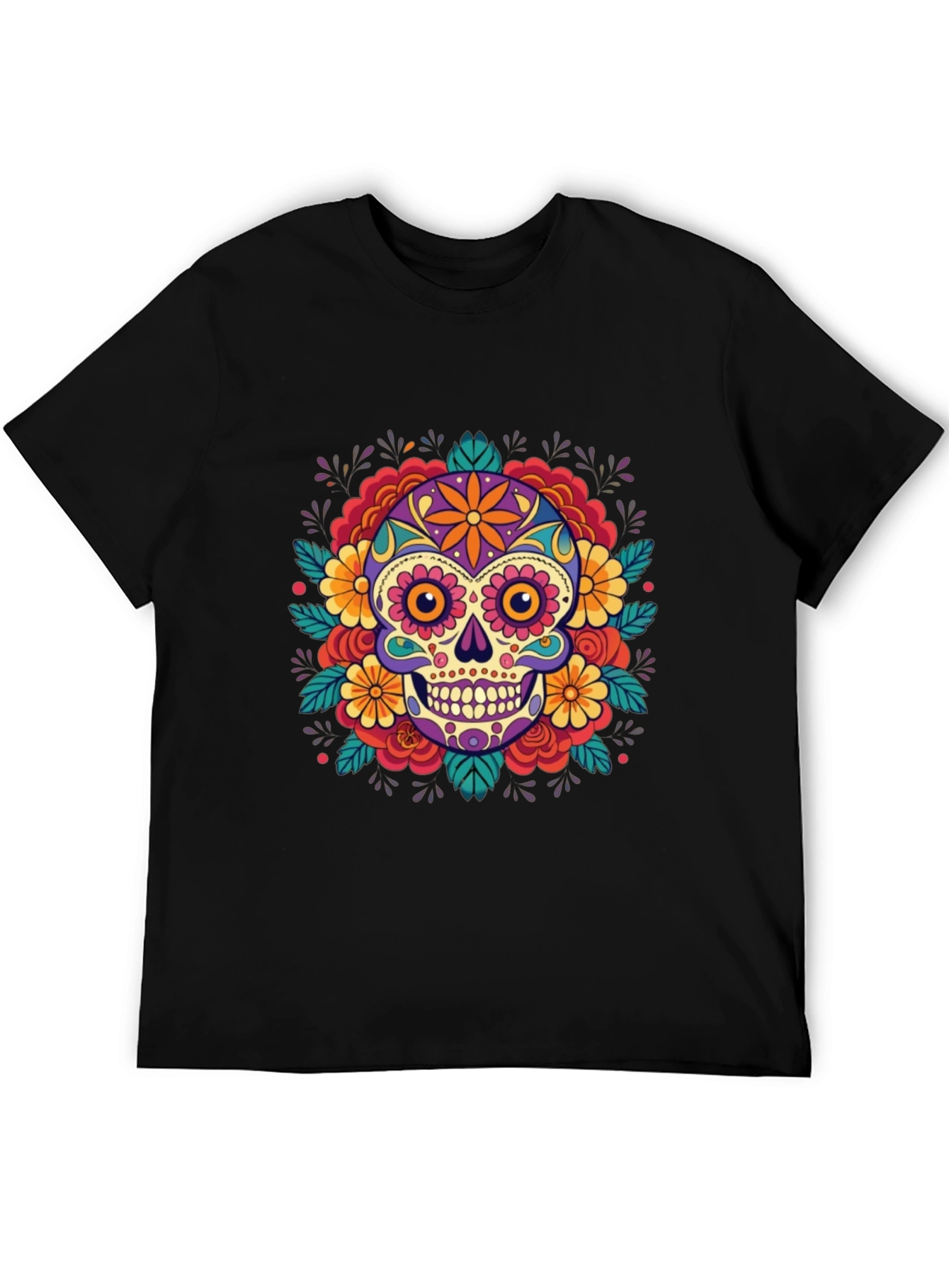 Skull Flower T-Shirt - Dia de los Muertos Style