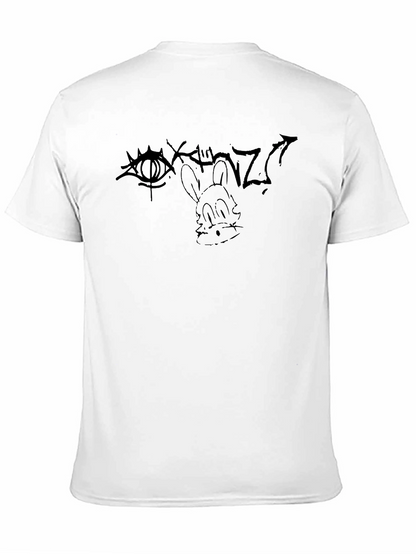 Graphic Print Black T-Shirt - Eye & Rabbit Design