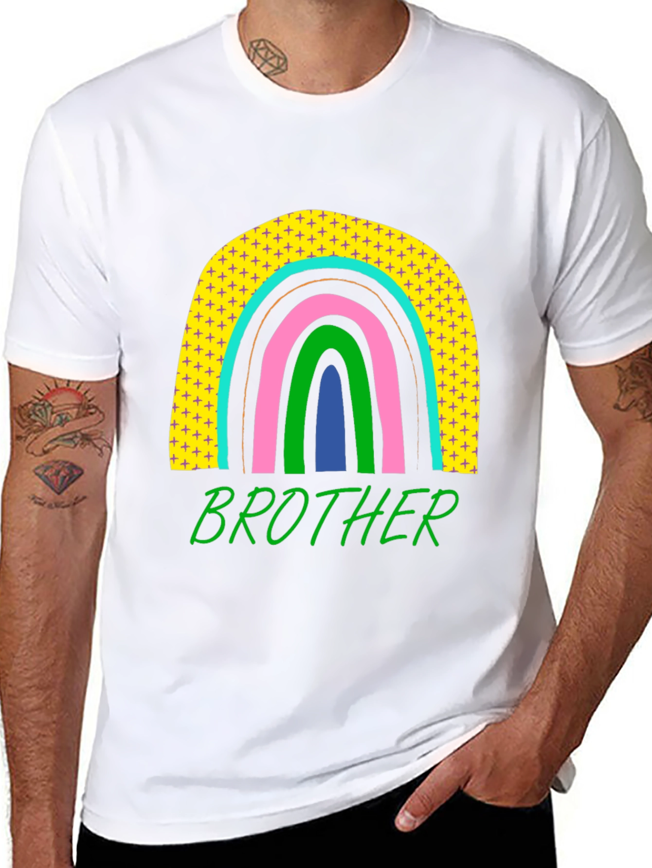Brother Rainbow Graphic T-Shirt - Mens Black Tee