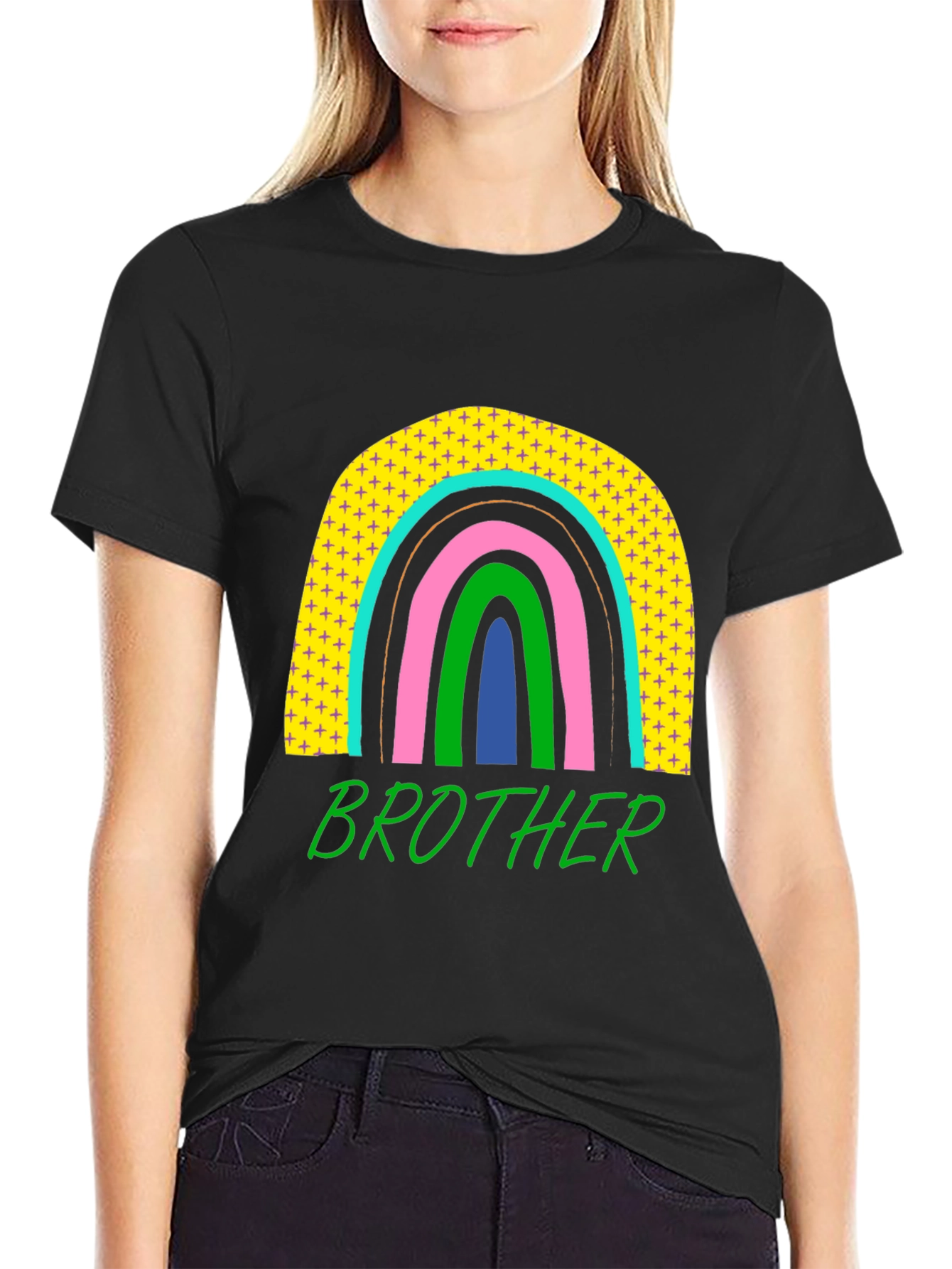 Brother Rainbow Graphic T-Shirt - Mens Black Tee