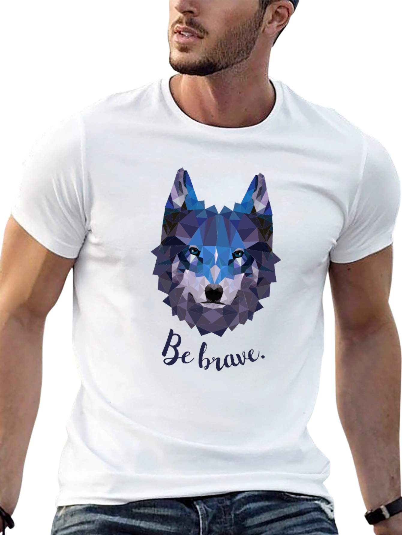 Geometric Wolf Graphic T-Shirt - Be Brave Design