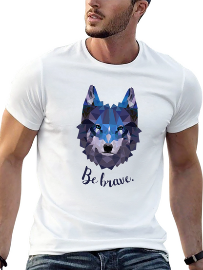 Geometric Wolf Graphic T-Shirt - Be Brave Design