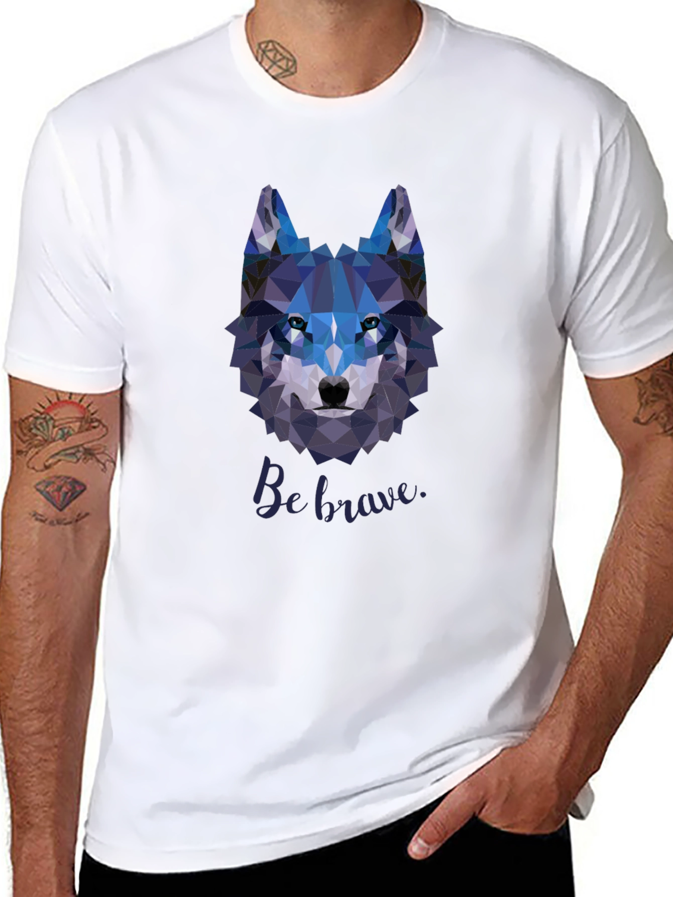 Geometric Wolf Graphic T-Shirt - Be Brave Design