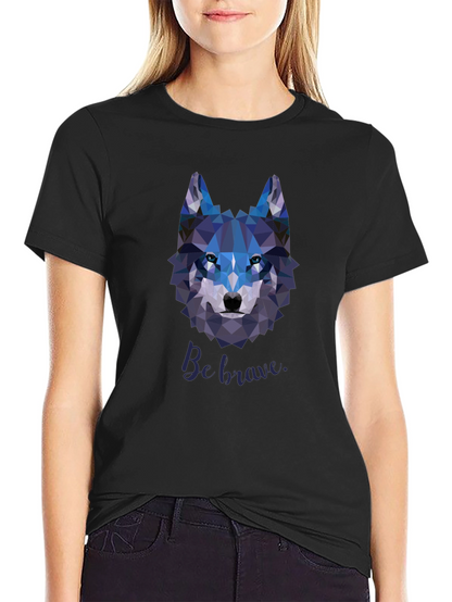 Geometric Wolf Graphic T-Shirt - Be Brave Design