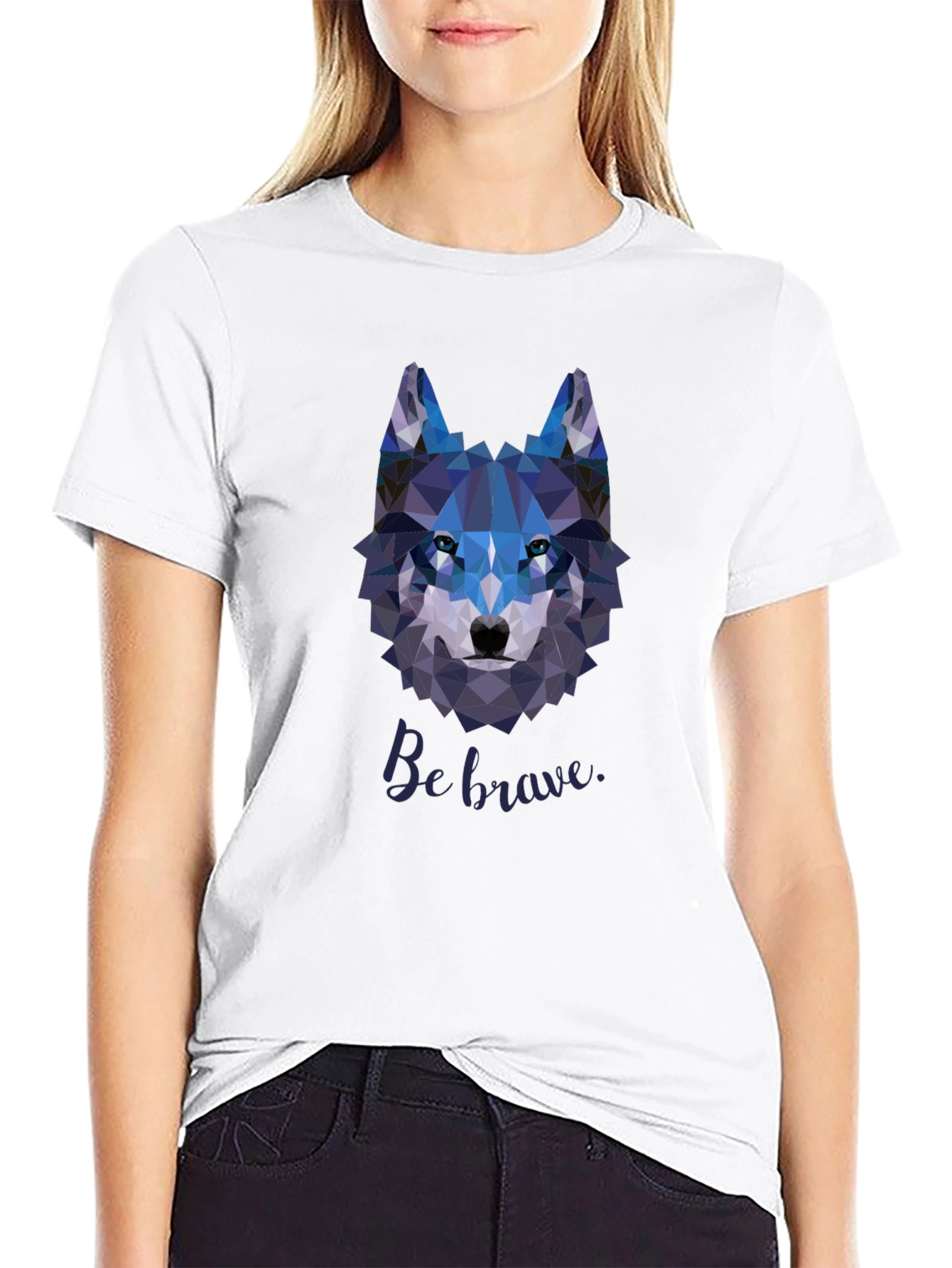 Geometric Wolf Graphic T-Shirt - Be Brave Design