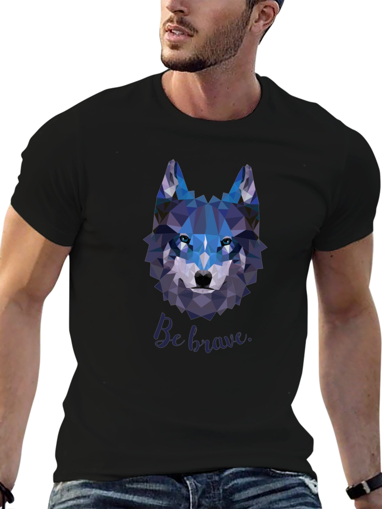 Geometric Wolf Graphic T-Shirt - Be Brave Design