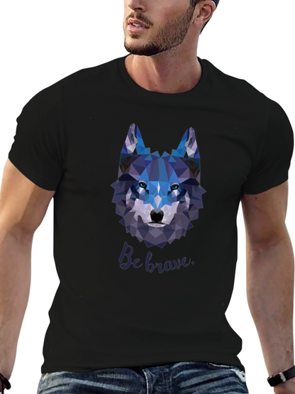 Geometric Wolf Graphic T-Shirt - Be Brave Design