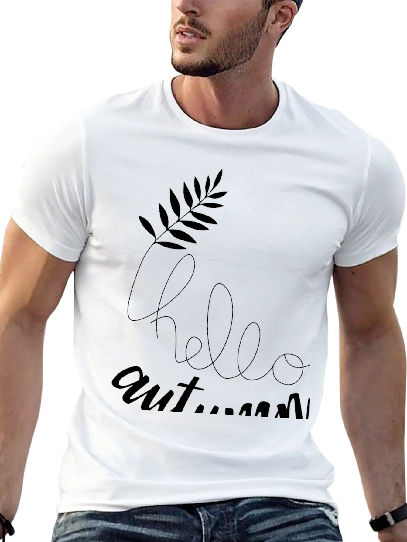 Hello Autumn Graphic Black T-Shirt