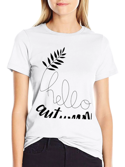 Hello Autumn Graphic Black T-Shirt