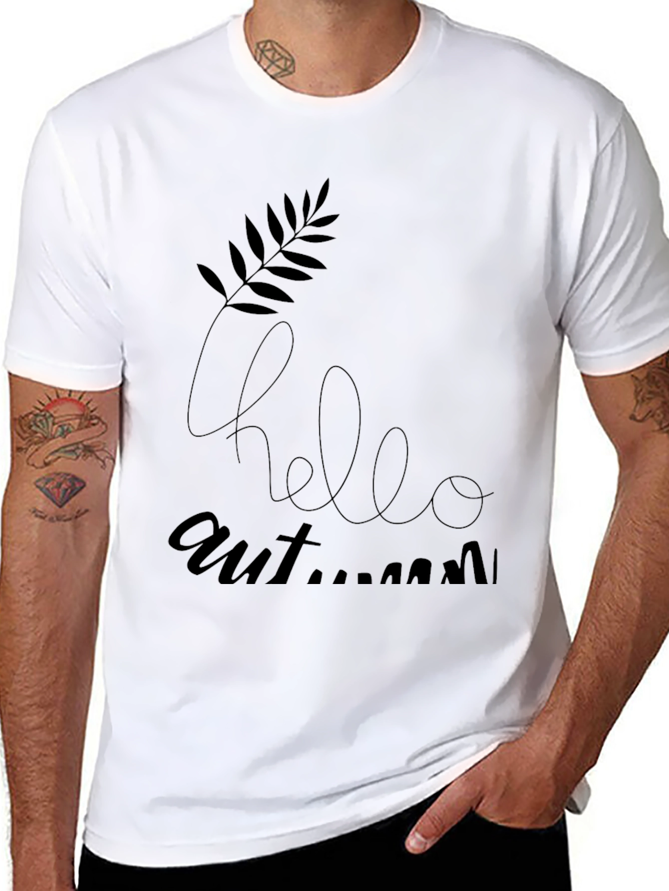 Hello Autumn Graphic Black T-Shirt