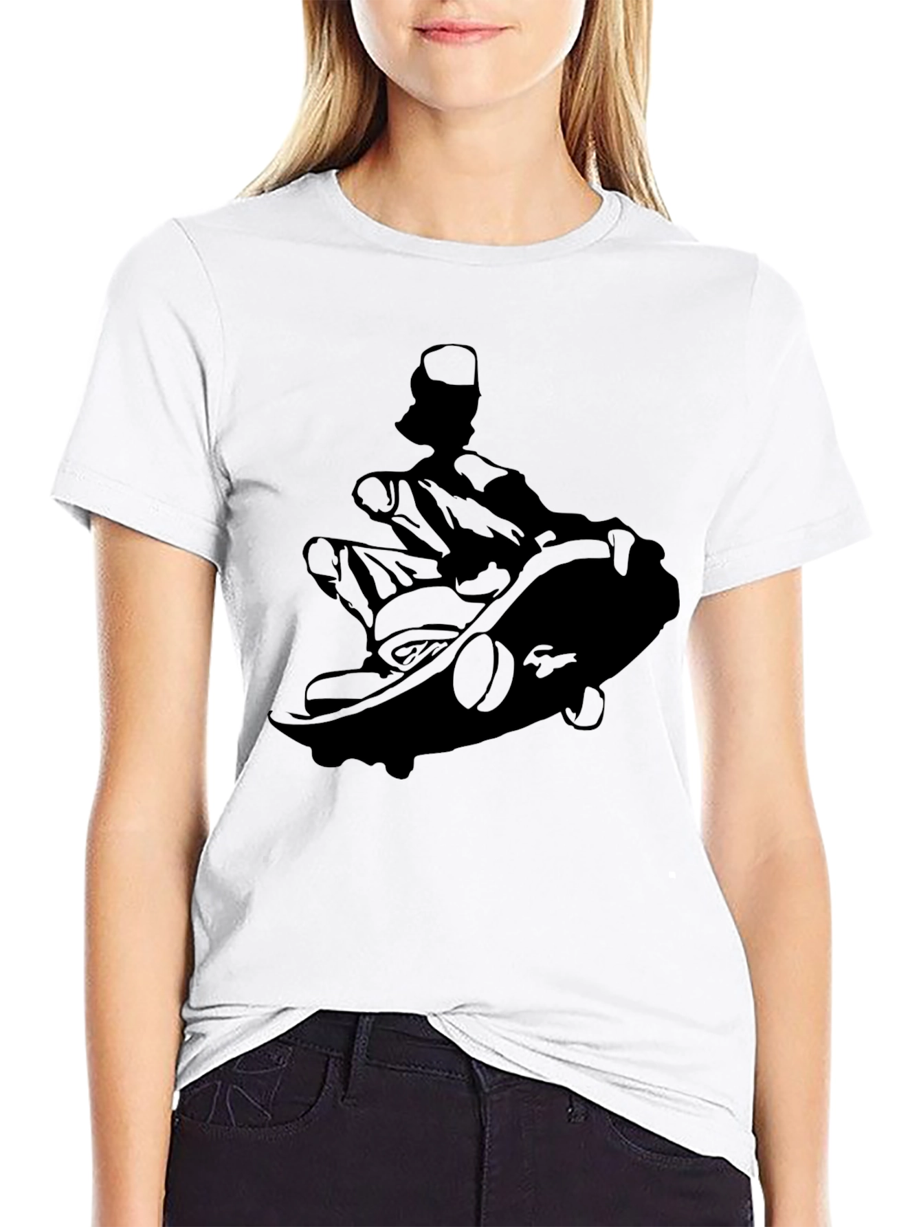 Skateboarder Silhouette Graphic Tee - Black