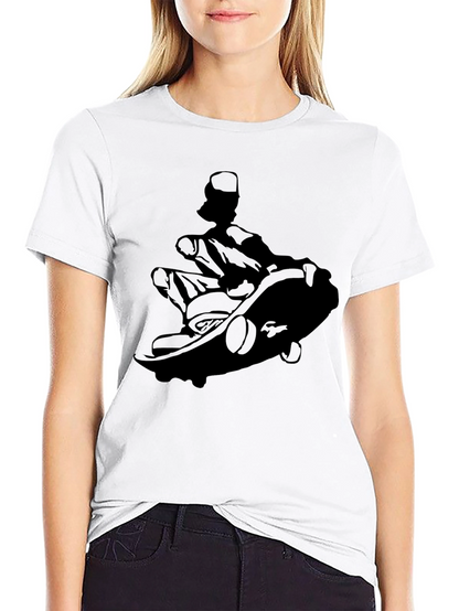 Skateboarder Silhouette Graphic Tee - Black