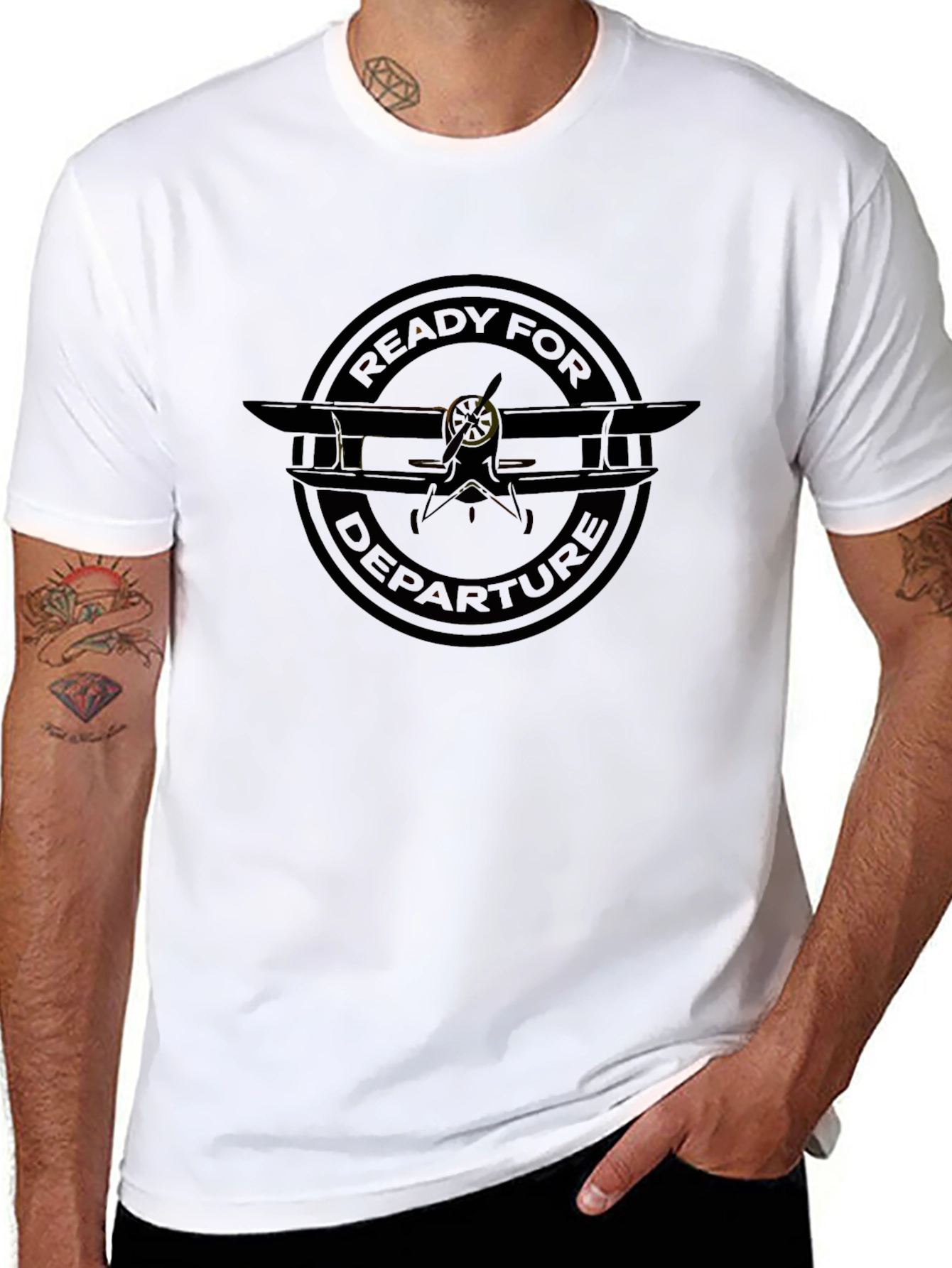 Ready For Departure Biplane Graphic Tee - Black