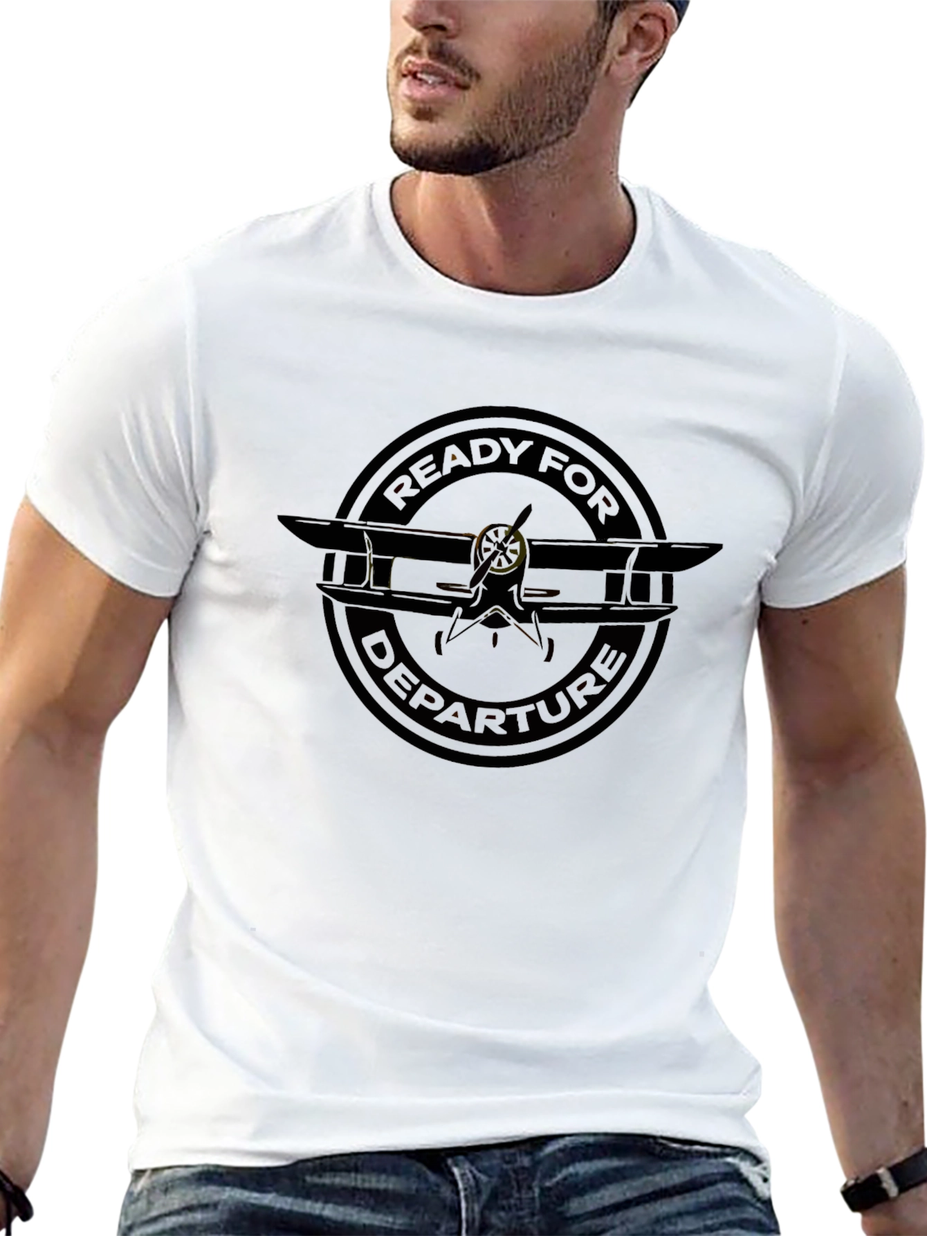 Ready For Departure Biplane Graphic Tee - Black