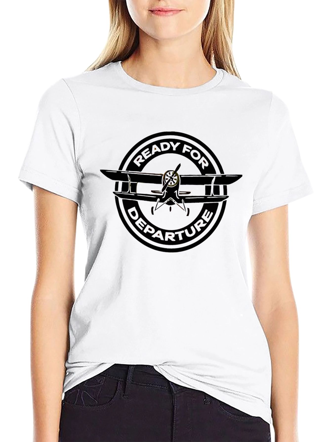 Ready For Departure Biplane Graphic Tee - Black