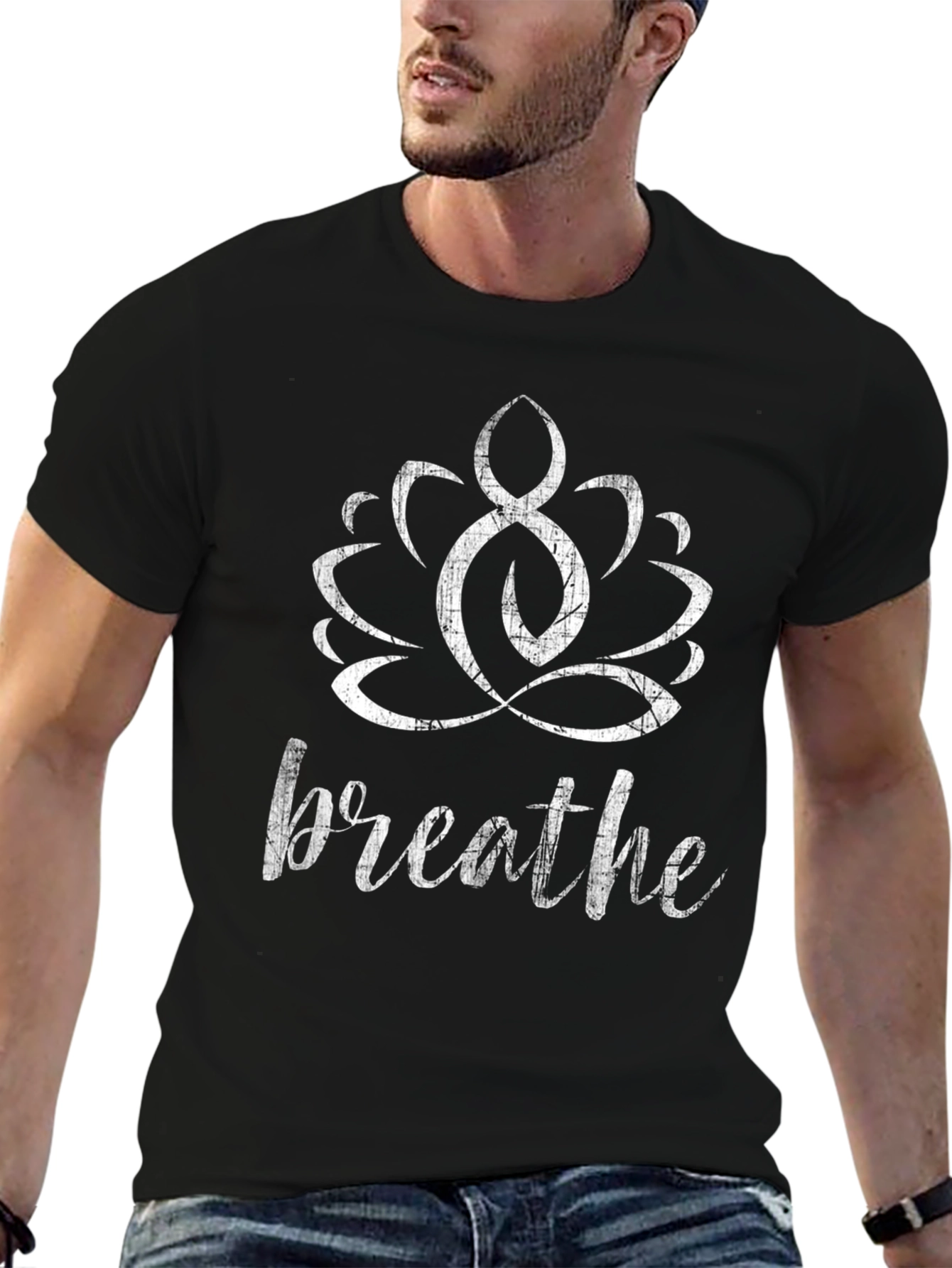 Breathe Lotus Graphic Tee - Mens Black T-Shirt