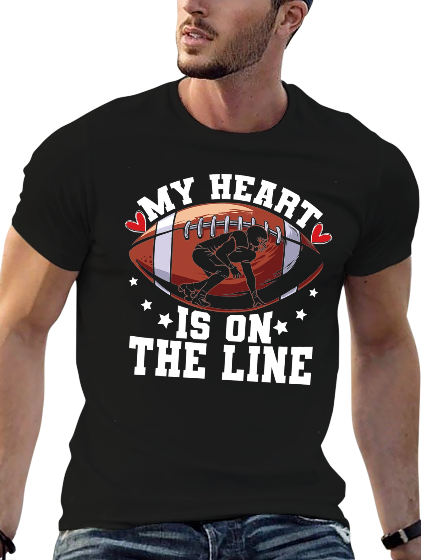 My Heart is on the Line Football T-Shirt