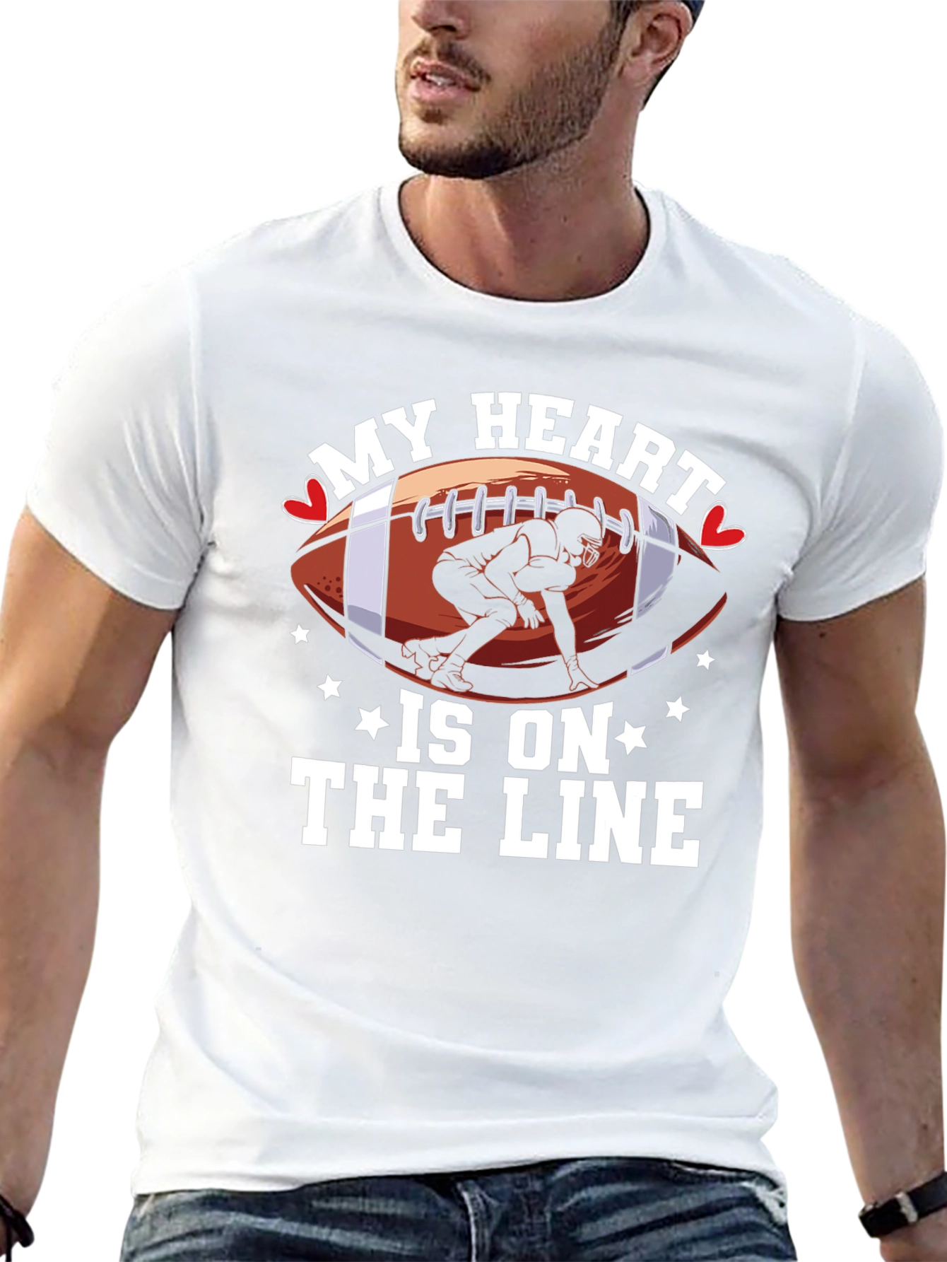 My Heart is on the Line Football T-Shirt