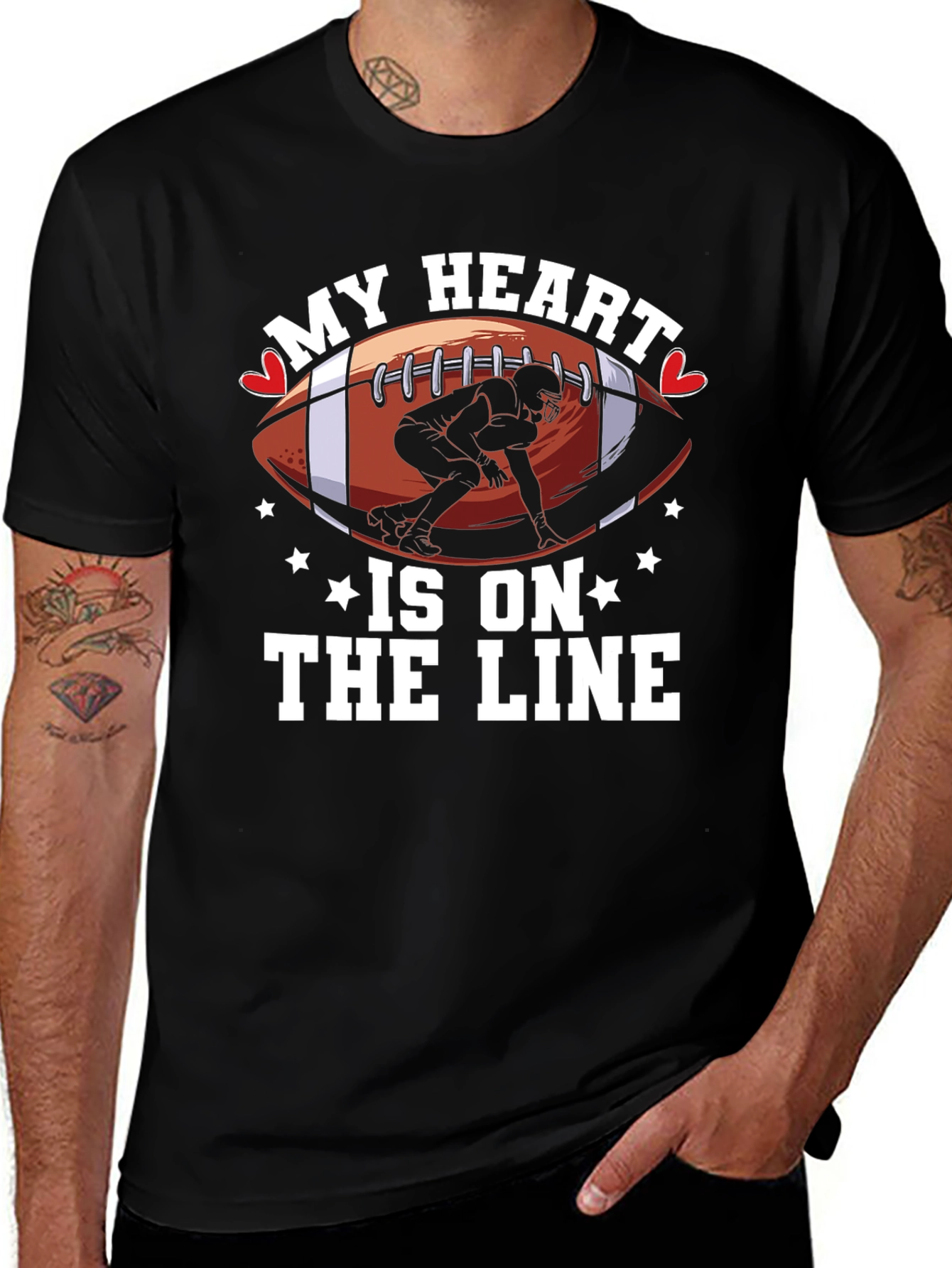 My Heart is on the Line Football T-Shirt