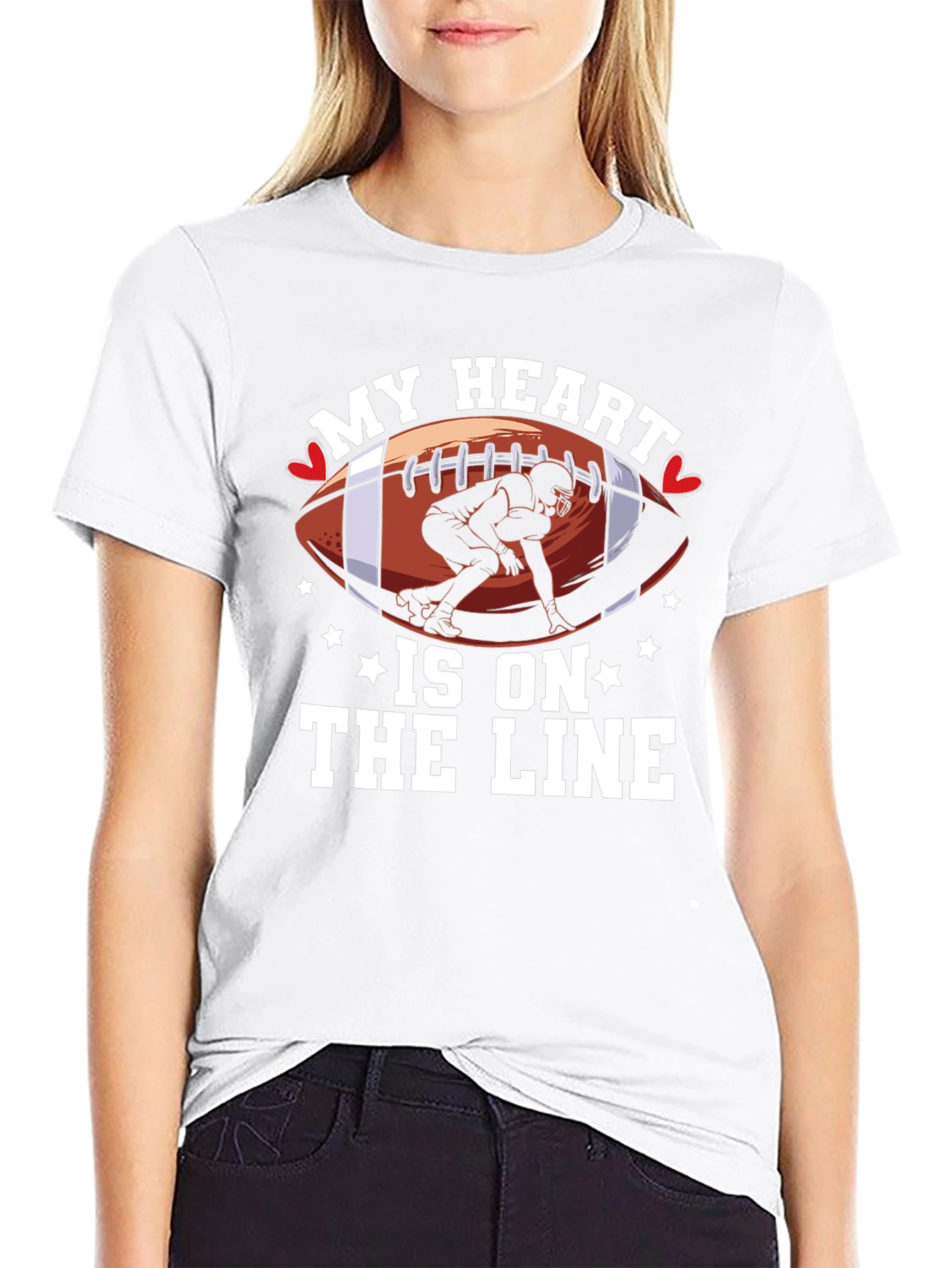 My Heart is on the Line Football T-Shirt