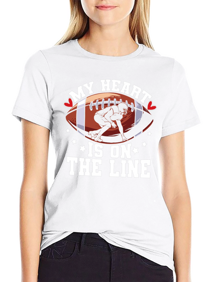 My Heart is on the Line Football T-Shirt