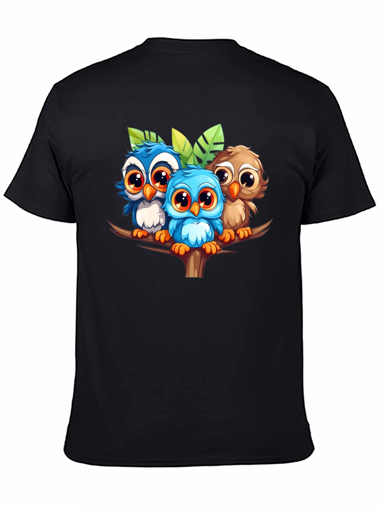 Cute Owls Graphic Tee - Black Unisex T-Shirt