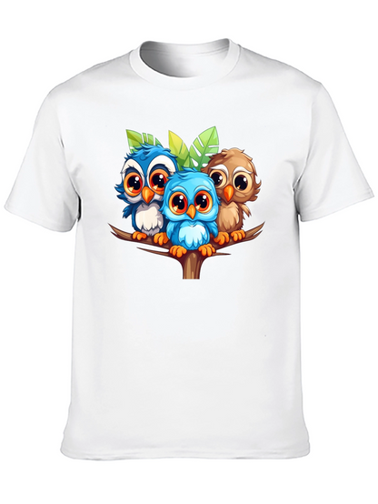 Cute Owls Graphic Tee - Black Unisex T-Shirt