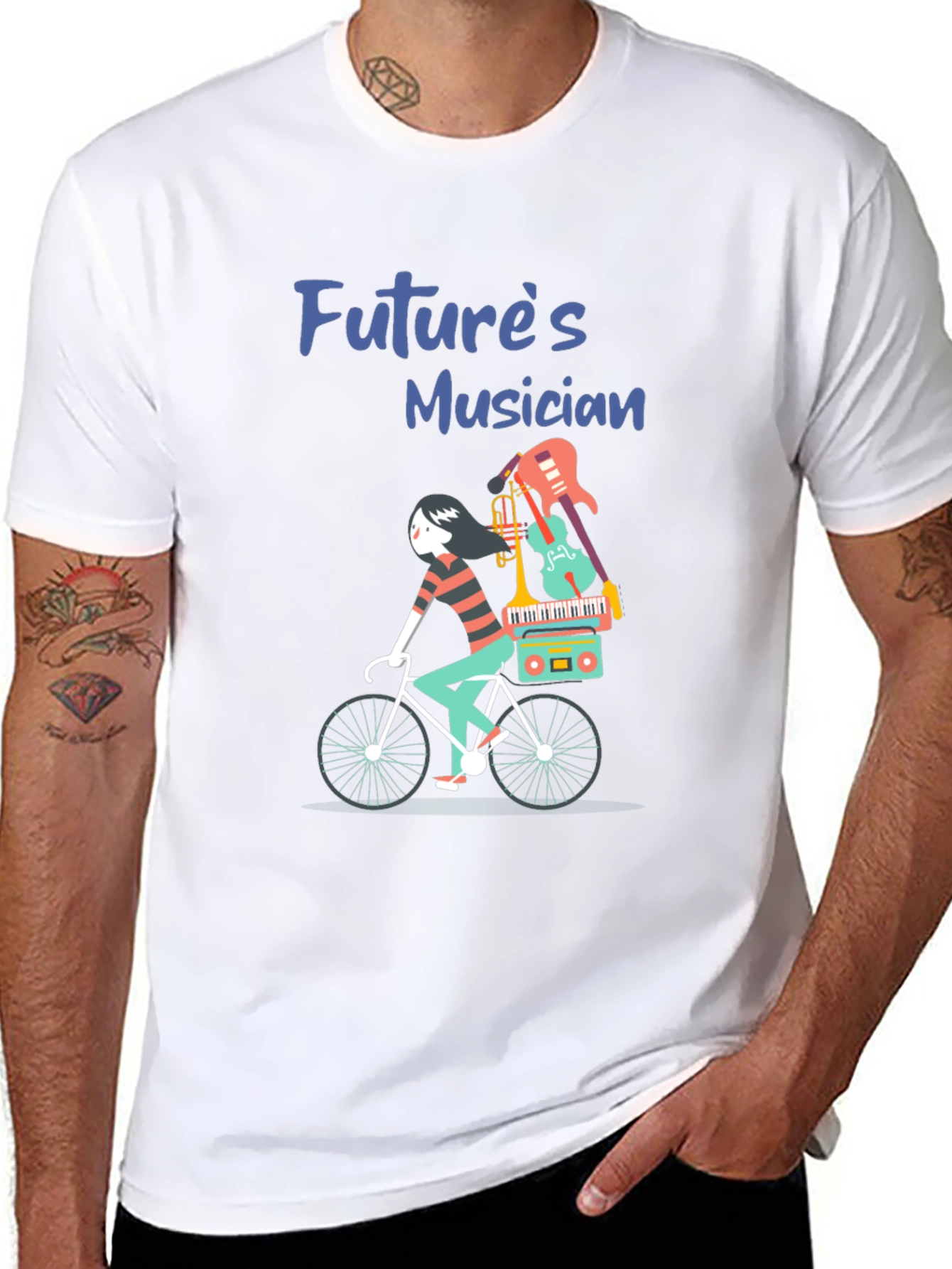 Futures Musician T-Shirt: Cycling with Instruments