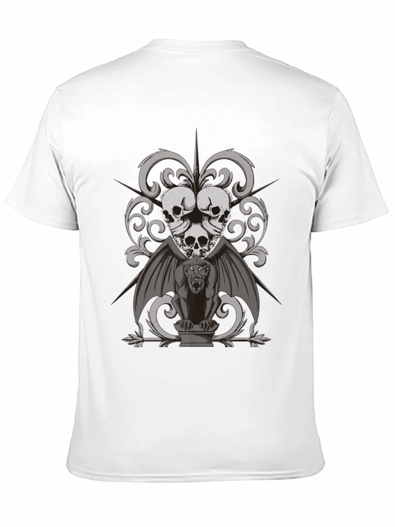Gothic Skull & Gargoyle Graphic Tee - Dark Style