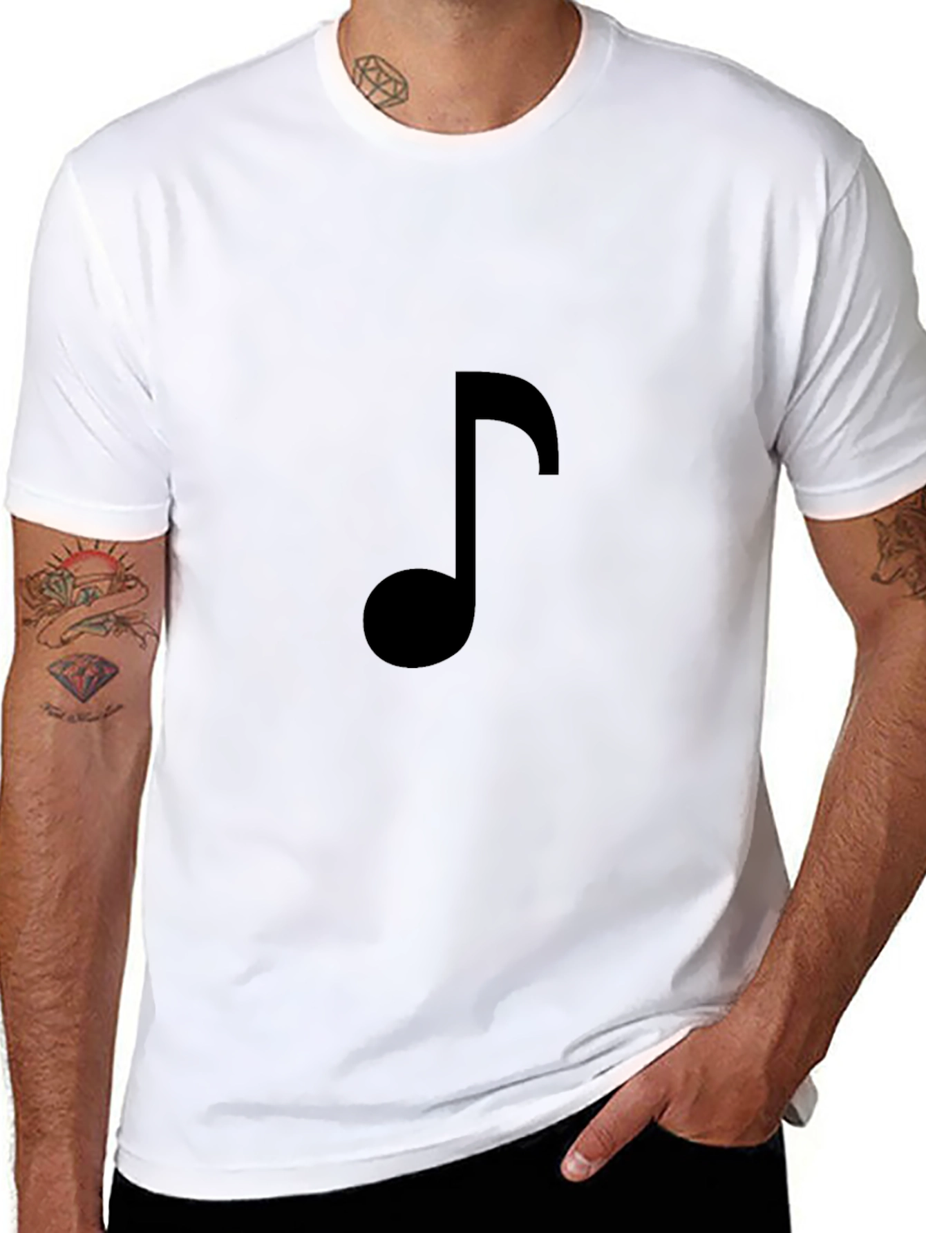 Black Music Note T-Shirt - Stylish Casual Tee