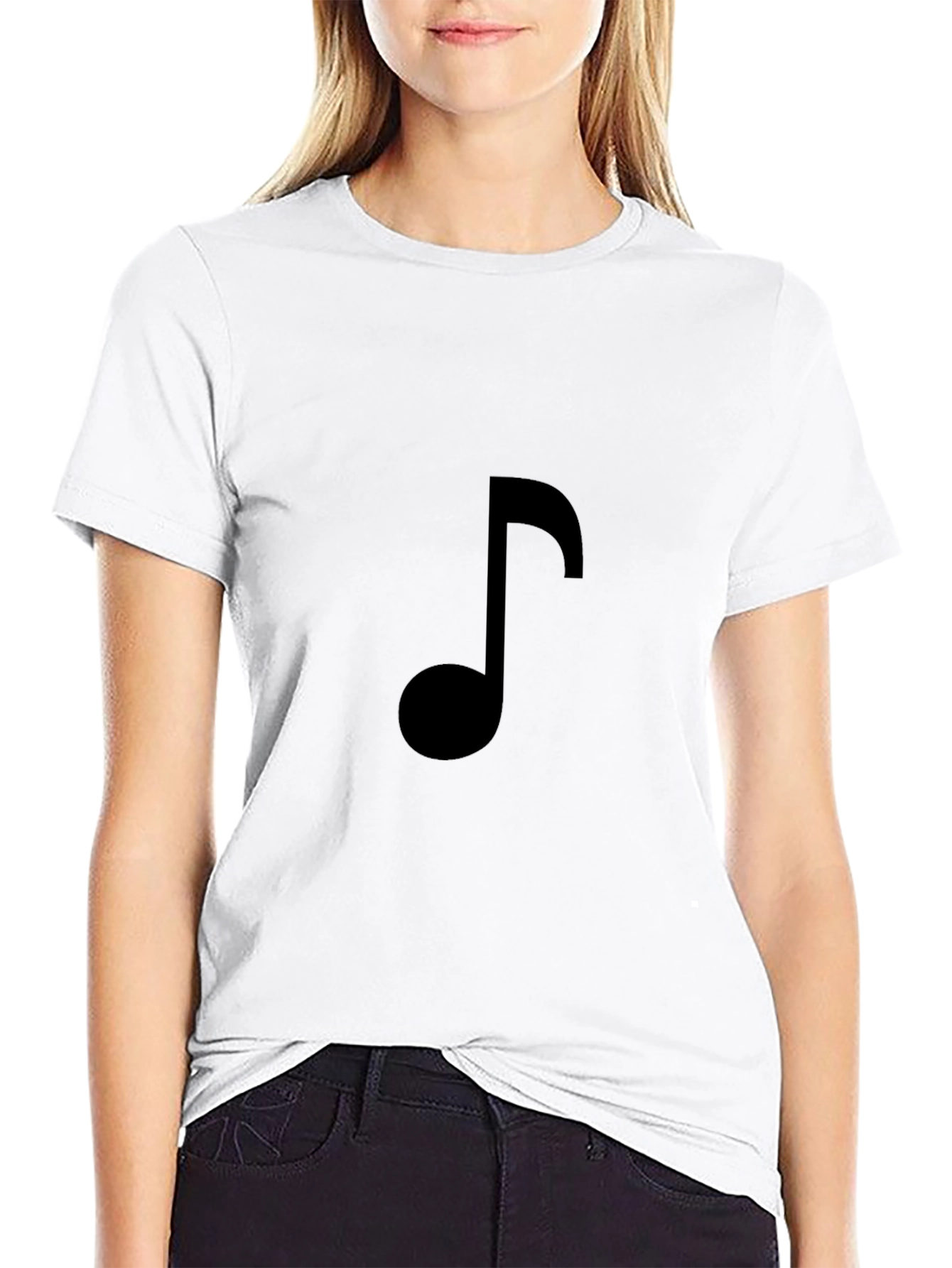 Black Music Note T-Shirt - Stylish Casual Tee
