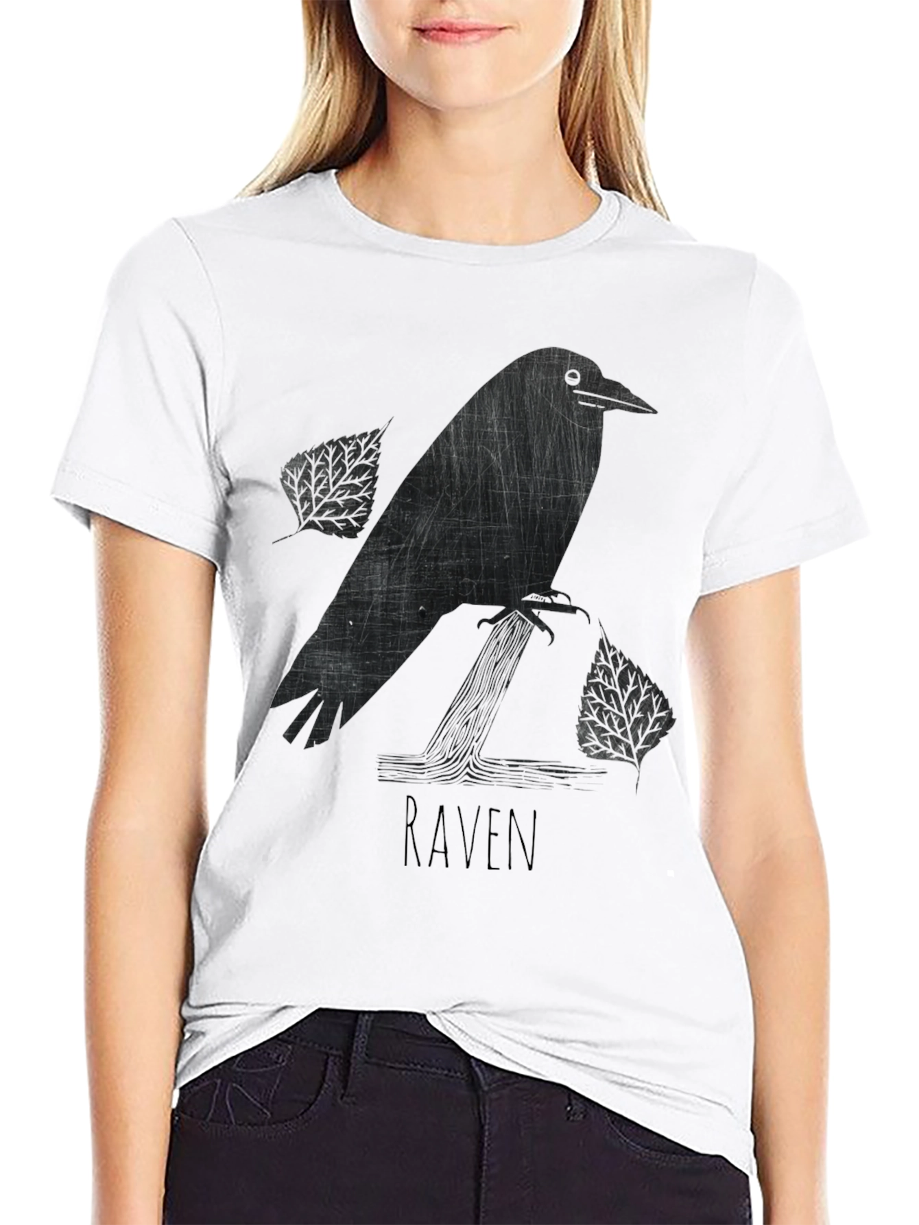 Raven Graphic Tee - Stylish Black Cotton Shirt