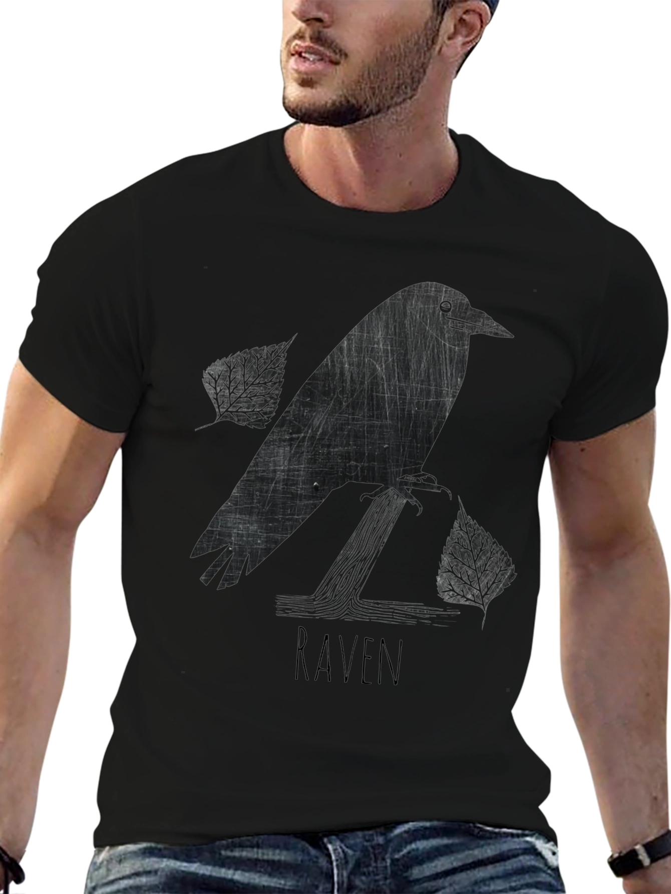 Raven Graphic Tee - Stylish Black Cotton Shirt
